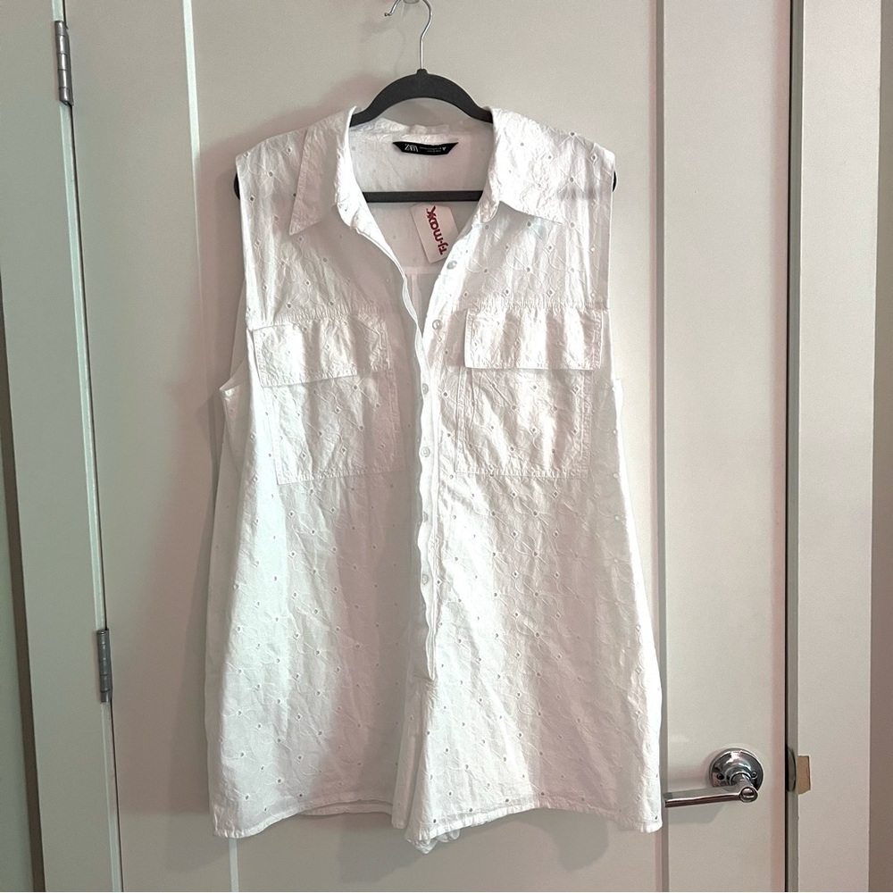 Zara White Eyelet Romper